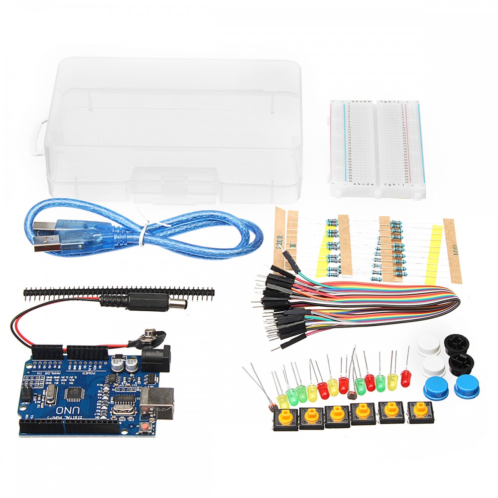 Basic Starter Kit UNO R3 Mini Breadboard LED Jumper Wire Button For Arduino With Box